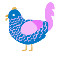 Barb E-Girl, a sapphire and lavender chicken with a lace pattern