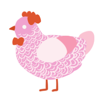 Zizel, a pink and rose chicken with a double-lace pattern