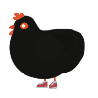 A black chicken with a speckle pattern