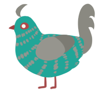 A turquoise and ash chicken with a bar pattern