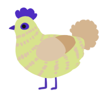 ugly biss paby, a lemon and beige chicken with a bar pattern