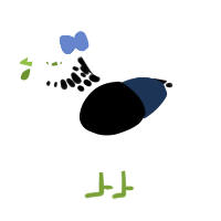扉, a black and cream chicken with a neck-speckle pattern