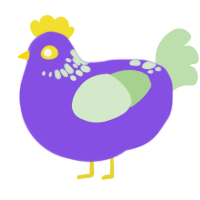 project, a blurple and gluppy chicken with a neck-speckle pattern