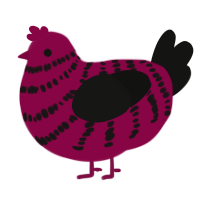 A maroon and black chicken with a bar pattern