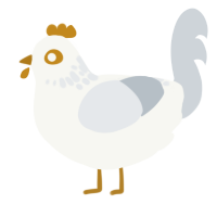 Im BROKE, a white and mist chicken with a neck-speckle pattern