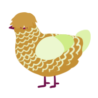 A gold and apple chicken with a lace pattern