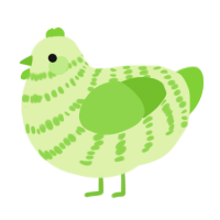 Turf, a apple and grass chicken with a bar pattern