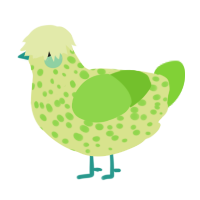 Sweet Blu-Green, a lemon and grass chicken with a speckle pattern