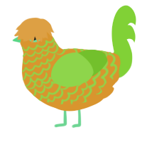 A orange and grass chicken with a lace pattern