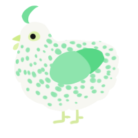 A white and spring chicken with a speckle pattern