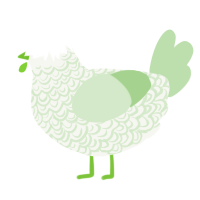Cantaloupe, a white and gluppy chicken with a double-lace pattern