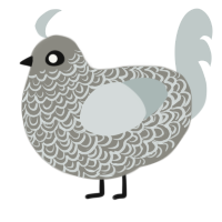 Hades, a ash and silver chicken with a double-lace pattern