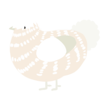 A cream and white chicken with a bar pattern