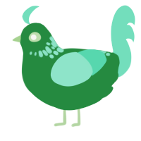 Failure 14, a viridian and mint chicken with a neck-speckle pattern