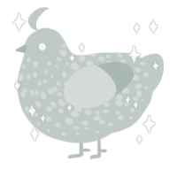 A silver chicken with a speckle pattern