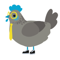 Dr Riot, a ash and grey chicken with a neck-speckle pattern
