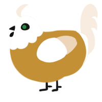 Alois, a gold and cream chicken with a head pattern