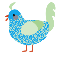 Pond Lily, a sky and gluppy chicken with a double-lace pattern