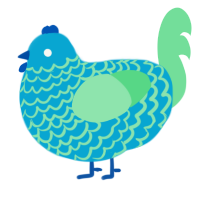 Poseidon, a cerulean and spring chicken with a lace pattern