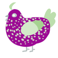 SweetBerry, a plum and gluppy chicken with a speckle pattern