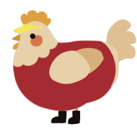 Engineer, a crimson and beige chicken with a head pattern