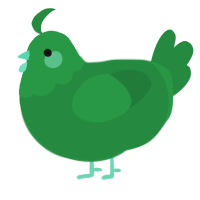 spearmint, a viridian chicken with a head pattern