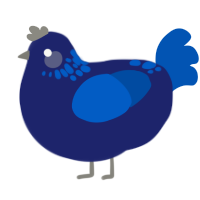 (unnamed), a navy and ultramarine chicken with a neck-speckle pattern