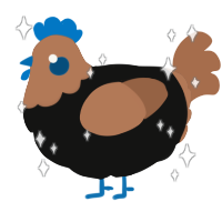 Hero, a black and brown chicken with a head pattern