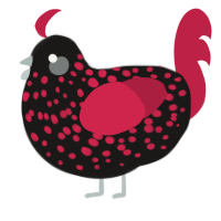 (unnamed), a sable and crimson chicken with a speckle pattern