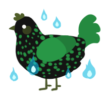 Depths, a black and viridian chicken with a speckle pattern