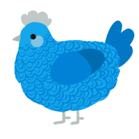 Eternity, a sky and sapphire chicken with a double-lace pattern