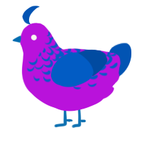 A amethyst and ultramarine chicken with a half-lace pattern