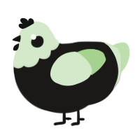 Disintegration, a sable and gluppy chicken with a head pattern
