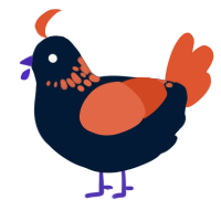 Hallowell, a tumblr and vermilion chicken with a neck-speckle pattern