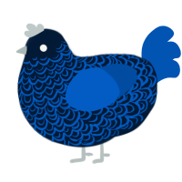 Megabyte, a tumblr and ultramarine chicken with a double-lace pattern