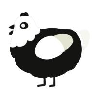 Panda, a black and white chicken with a head pattern