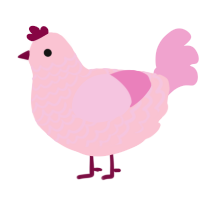 kirby, a rose and pink chicken with a lace pattern