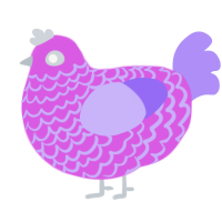 A orchid and lilac chicken with a lace pattern