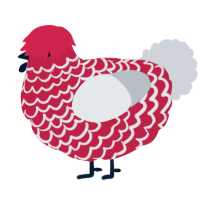 r e d, a crimson and mist chicken with a lace pattern