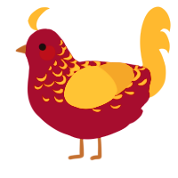 A maroon and gold chicken with a half-lace pattern