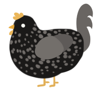 A sable and grey chicken with a speckle pattern