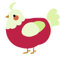 A crimson and apple chicken with a head pattern