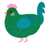 vellichor, a leaf and teal chicken with a double-lace pattern