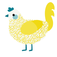 Frostie, a white and yellow chicken with a double-lace pattern
