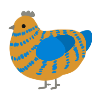 A orange and sapphire chicken with a bar pattern