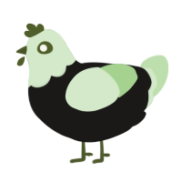 A sable and gluppy chicken with a head pattern