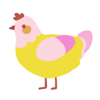 Knock Off, a yellow and lavender chicken with a head pattern