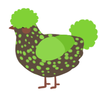 A bark and grass chicken with a speckle pattern