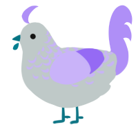 CaPullet, a silver and lilac chicken with a half-lace pattern