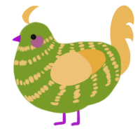 Cactus Flower, a chartreuse and honey chicken with a bar pattern